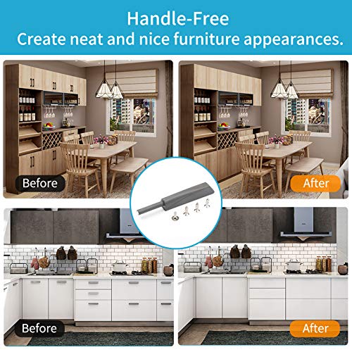 MLKING Magnetic Push Open Latches for Cabinets & Drawers - 4 Pack Dark Grey Recessed Cabinet Doors Touch Release Latches - color: dark grey 4 pack