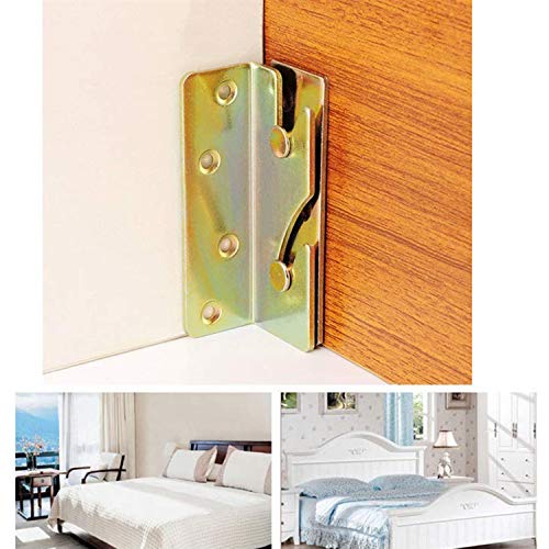 XMHF Bed Rail Brackets Heavy Duty Wood Snap Connectors Fittings No-Mortise Installation Connectors Brass Tone 4 Set
