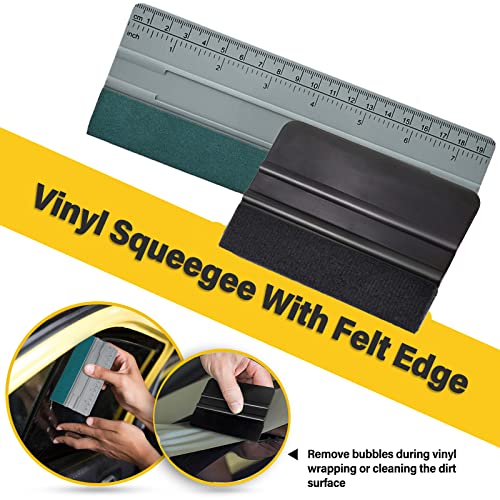 Gomake Vinyl Wrap Tool kit Window Tinting Tools Car Wrap Kit Wallpaper Smoothing Tool Window Tint Installation Kit with Felt Squeegee, Wrap Stick Squeegee,9mm Utility Knife for Car Wrapping