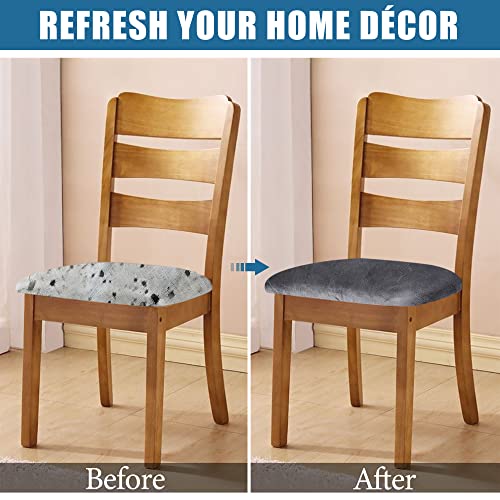 Smiry Velvet Seat Covers for Dining Room Chair Set of 6 - color: Dark Grey, size: Set of 6