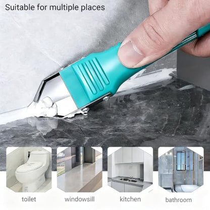 Silicone Caulking Tool 3 in 1 Stainless Steel Head Scraper Caulk Remover Sealant for Kitchen Bathroom Window, Cyan - color: Cyan
