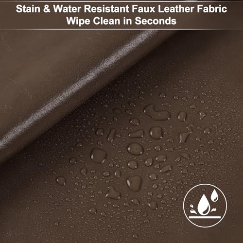 54" Marine Vinyl Upholstery Faux Leather Fabric by The Yard Waterproof - color: Coffee, size: Pre-cut 1 Yard 54"x36"