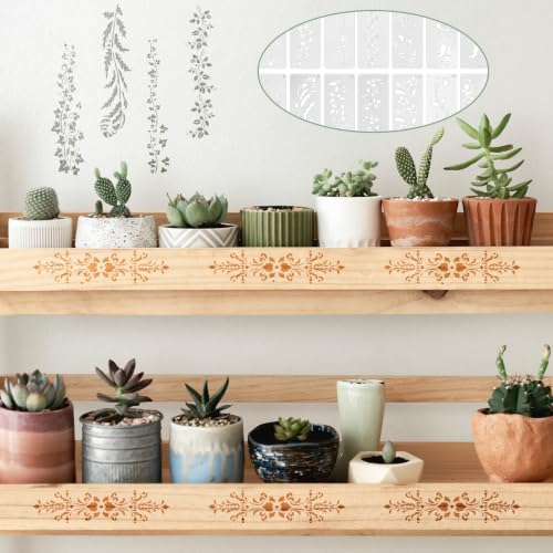 12 Pack Stencils for Crafts Reusable, Border Stencils