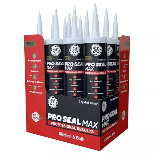 GE Pro Seal Max Kitchen & Bath, Clear, 9.5 fl oz Cartridge, 12 Pack - size: 12 Pack, style: Clear