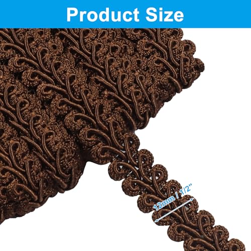 Coffee Brown Gimp Braid Trim, 1/2 Inch Width - color: Coffee Brown