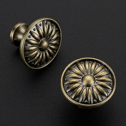 Antique Bronze Cabinet Knobs Rosette Drawer Knobs 1-1/4 Inch 10 Pack - color: Antique Bronze