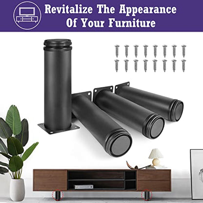 Stainless Steel Adjustable Furniture Legs 7 Inch - Black - 4pcs - color: Black, size: 7"