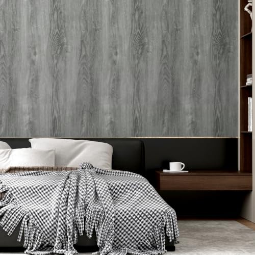 Gray Wood Grain Contact Paper Peel and Stick Rustic Wallpaper Counter Top - color: Grey Walnut