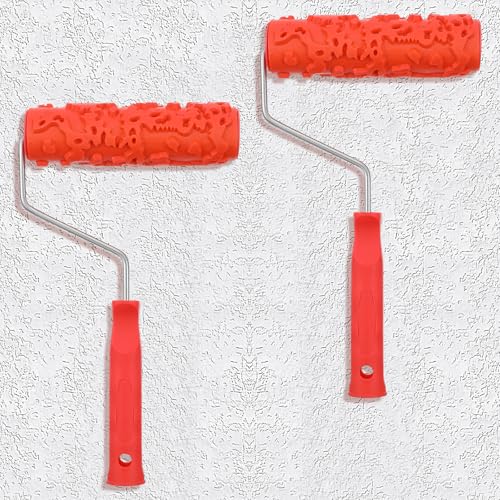 2pcs 7'' Texture Roller for Wall Paint Roller Art Pattern Ceiling Texture Sponge Drywall Paint Rollers Rubber Rollers for Walls DIY Decorative Furnitures and Floors Decoration
