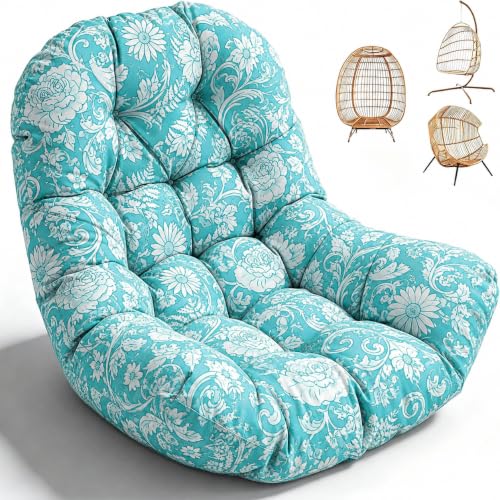 Hanging Egg Chair Cushion 47x35x7 Inches Waterproof Teal Rose - color: Teal Rose