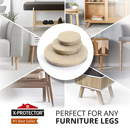 X-Protector 357 pcs Beige Felt Furniture Pads - Hardwood Floor Protectors - size: 357 PCS Beige
