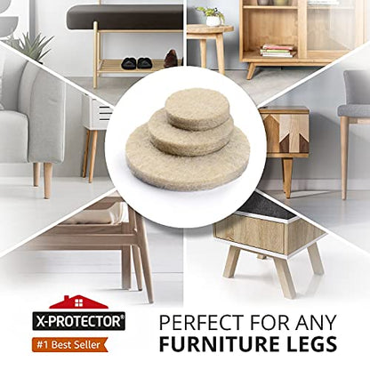 X-Protector 357 pcs Beige Felt Furniture Pads - Hardwood Floor Protectors - size: 357 PCS Beige