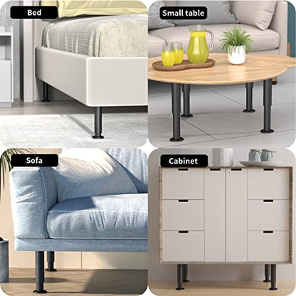 Wlrrcwdttc 4 Pcs Metal Adjustable Furniture Legs 3.15-4.72 inch, Adjustable Cabinet Legs for Sofa/Bed/Chair/Couch/Dresser/Table,Heavy Duty Bed Replacement Support Legs for Bed Frame/Bed Center Slat - size: 3.15-4.72 inch (4pcs)