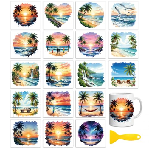 Peacoblue Seaside Summer Rub On Transfers for Craft, Transfer Sticker - style: Seaside Summer Scenery