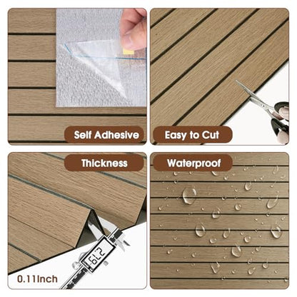 3D Peel and Stick Wall Panels PVC Grille Slat 394"x15.8" Self-Adhesive Wall Sticker Soundproof Paneling for Walls and Ceiling in Faux White Wood Grain Texture - color: Walnut Tone, size: 394"x15.8"