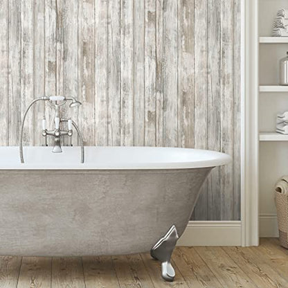 RoomMates Brown Weathered Planks Peel and Stick Wallpaper - color: Brown