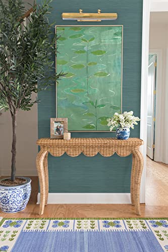 NuWallpaper x Society Social Peacock Classic Faux Grasscloth Peel & Stick Wallpaper, Teal - color: Teal