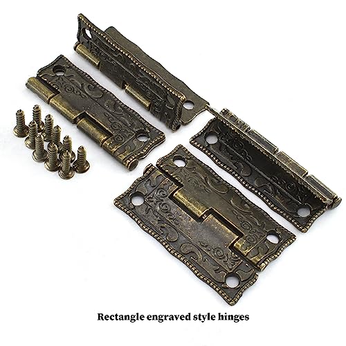 91Pcs Antique Engraved Decorative Hasp Latch Hinges with Screws