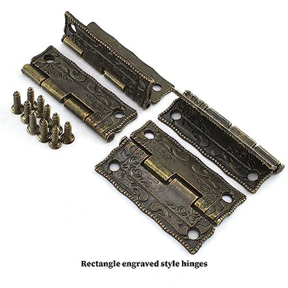91Pcs Antique Engraved Decorative Hasp Latch Hinges with Screws