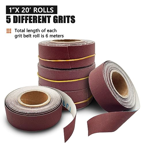 Assorted Sandpaper Rolls, 5 Grits Emery Cloth Rolls with Dispenser 150 240 320 400 600 Variety Grits Abrasive Sandpaper Rolls for Wood Metal Polishing, Each Roll 1 inch x 19.7 Feet - size: 5roll-6m