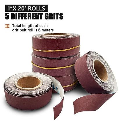 Assorted Sandpaper Rolls, 5 Grits Emery Cloth Rolls with Dispenser 150 240 320 400 600 Variety Grits Abrasive Sandpaper Rolls for Wood Metal Polishing, Each Roll 1 inch x 19.7 Feet - size: 5roll-6m