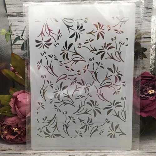 TIAMECH A4 Reusable Small Grass Stencil for Painting - style: Small Grass Leaves