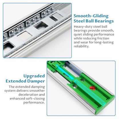 Onemake 14 Inch Soft Close Side Mount Drawer Slides Full Extension, 1 Pair - size: 14inch-350mm