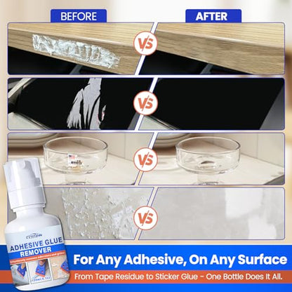 Adhesive Sticker Remover Spray with Goo & Glue – Rapidly Remove Decals, Window Tint, Glue Residue from Cars, Windshields, Glass, Walls & Boats, Includes Scraper & 10 Plastic Razors (4.1 oz)