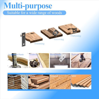 Asieg Tool 60x 12 x 1.5mm 2-3/8 inch Carbide Inserts Cutter Blades Paint Scraper 2 Edges for Woodworking Surfacing Groove Helical Planer Cutter Heads and Hand Hold Scraper 10pcs