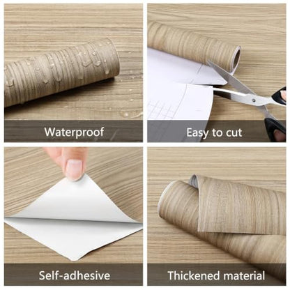 Wood Grain Contact Paper Walnut Wood Peel and Stick Wallpaper - color: Walnut, size: 23.6" x 196"