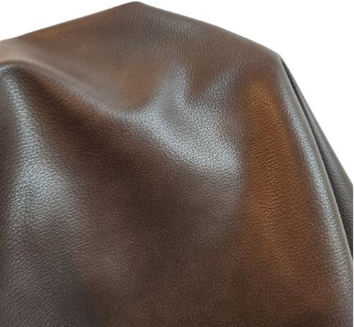 NAT Leathers | Cacao Brown Pebblegrain Soft Faux Vegan Leather PU (Peta Approved Vegan) | 2 Yards (72 x 54 inch) Cut by The Yard | Synthetic Pleather 0.9mm Nappa Upholstery | 72"x54" - color: Antique Brown, size: 2 yards (72"x54")