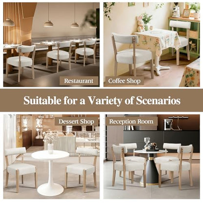 ZJhome Modern Dining Chairs Set of 2 – Mid-Century Modern Faux Leather Upholstered Kitchen & Dining Room Chairs with Curved Back, Oversized Rounded Seat, Sturdy Wood Frame, Beige - color: Beige Leather, size: Set of 2