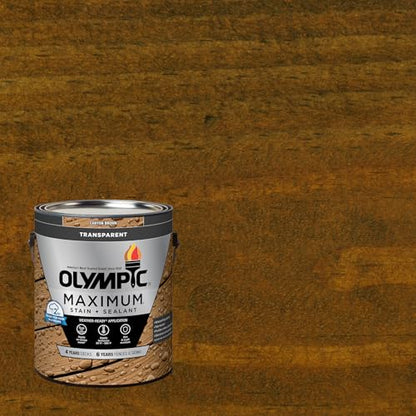 Olympic Maximum 1 gal Canyon Brown Transparent Wood Stain & Sealer in One - color: Canyon Brown, size: 1 Gallon, style: Transparent