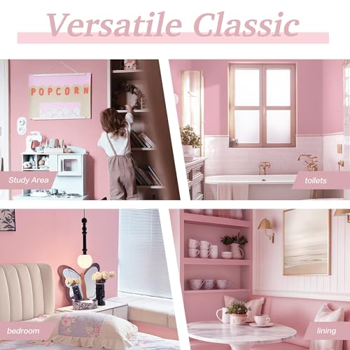 Dimoon 17.7''x236'' Peel and Stick Wallpaper Pink Contact Paper for New Environmentally Friendly Materials Thickening Upgrade Embossed Renter Friendly Wall Paper Modern Vinyl Wrap Countertop Bedroom - color: Pink, size: 17.7" x 236"