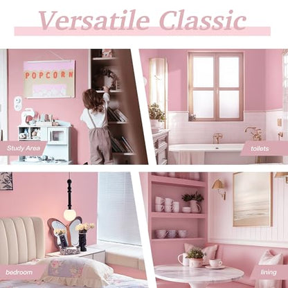 Dimoon 17.7''x236'' Peel and Stick Wallpaper Pink Contact Paper for New Environmentally Friendly Materials Thickening Upgrade Embossed Renter Friendly Wall Paper Modern Vinyl Wrap Countertop Bedroom - color: Pink, size: 17.7" x 236"