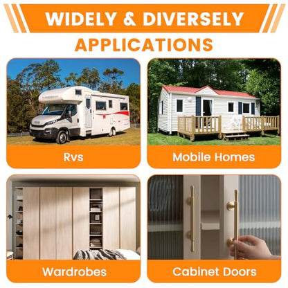 6 Set Mobile Home Cabinet Door Catch, Cupboard Closet Double Post Roller