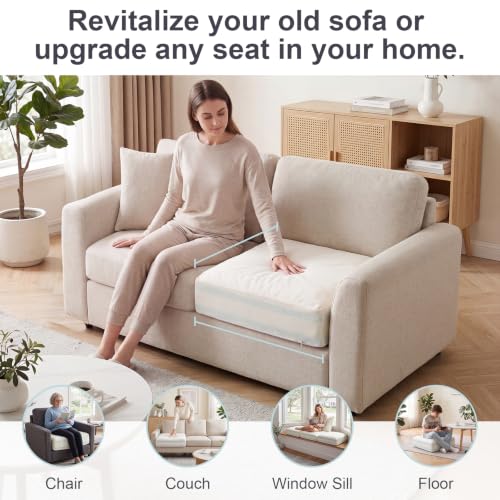 6" Sofa Cushion Insert, 4-Layer Memory Foam Couch Replacement Pad - color: White, size: 24" x 24" x 6"