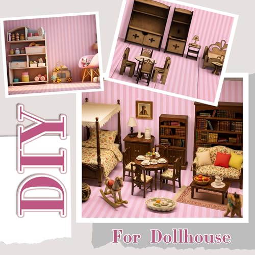Flutesan 12 Pcs Miniature Dollhouse Wallpaper, Pink Stripes - style: Pink Stripes