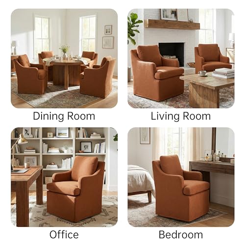 VKNOW Upholstered Dining Chairs, Dining Room Chairs with Casters - color: Orange, size: 1