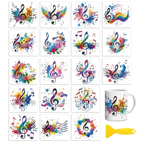 Peacoblue Colorful Music Notes Rub On Transfers for Craft, Transfer Sticker - style: Colorful Music Notes