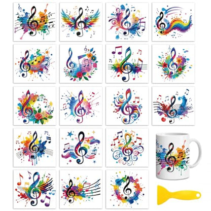 Peacoblue Colorful Music Notes Rub On Transfers for Craft, Transfer Sticker - style: Colorful Music Notes