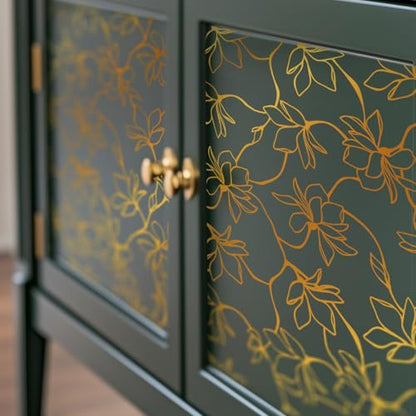 Gold Foil Rub on Transfer for Furniture DTF Transfers for Wood Drawer Decor, Magnolia - style: Magnolia