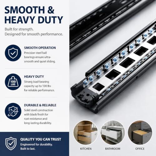 10 Pairs 22 Inch Soft Close Drawer Slides, Full Extension 100 Lbs Rails - size: 22 INCH-10 PAIRS