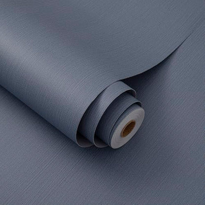 24"x393" Dark Blue Fabric Peel and Stick Linen Textured Wallpaper - color: Dark Blue