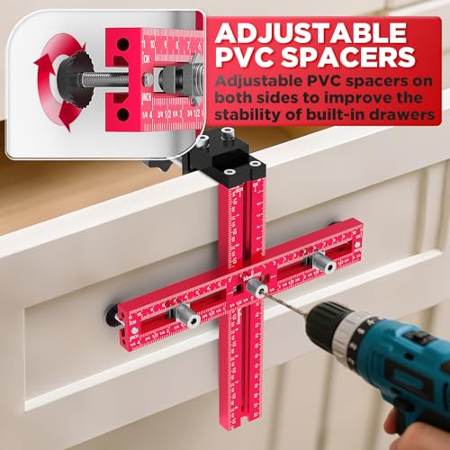 Cabinet Hardware Jig – Adjustable Drill Guide Template for Knobs & Handles | Precision Hole Locator for DIY Cabinet Installation (Fits 2.5" to 5" Spacing) - size: Medium