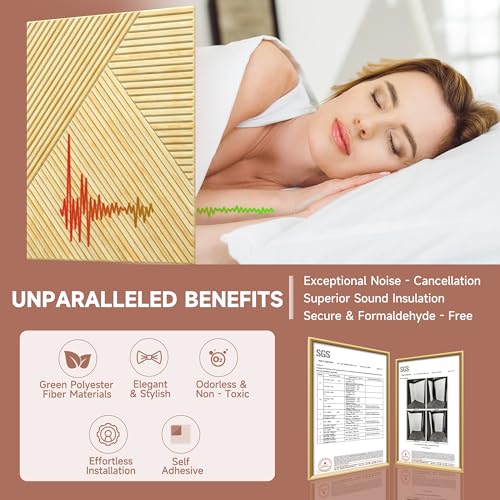 TO-TH Acoustic Panels Peel and Stick Sound Proof Panel 6Pack, Natural Oak - color: Natural Oak