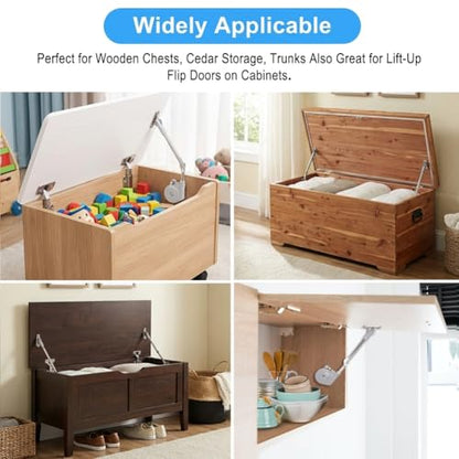 Toy Box Hinges Soft Close 2 Pcs, Zinc Alloy Safety Soft Close Hinges