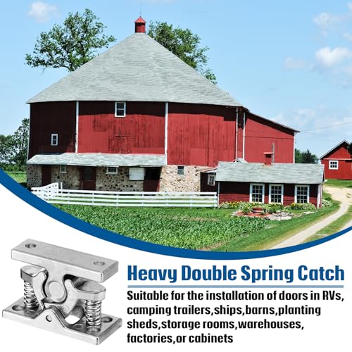 Relaxweex 2 Pcs RV Door Catch Trailer Door Latch Zinc Alloy Trailer Doors Latch Spring Loaded Double Roller Catch Easy to Lock Stop for Trailers Boat Garage Garden Bedroom Cabinet Home Use