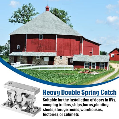 Relaxweex 2 Pcs RV Door Catch Trailer Door Latch Zinc Alloy Trailer Doors Latch Spring Loaded Double Roller Catch Easy to Lock Stop for Trailers Boat Garage Garden Bedroom Cabinet Home Use