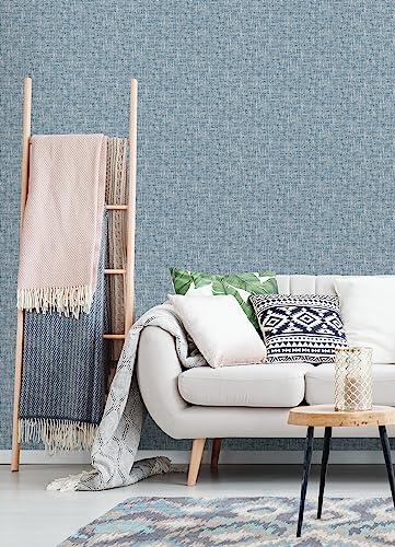 NuWallpaper NU2918 Navy Poplin Texture Peel & Stick Wallpaper, Blue - color: Navy